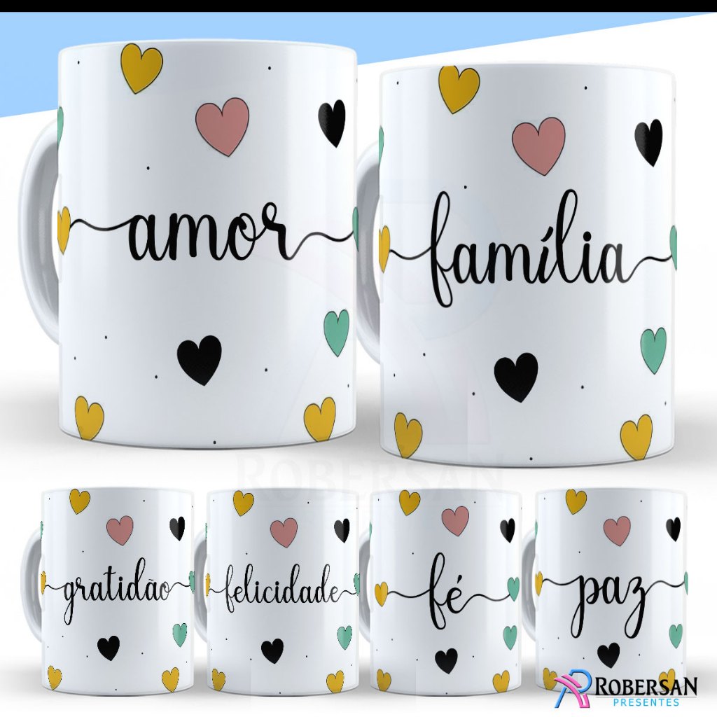 Caneca Personalizada Frases Motivacionais Fofinhas Gratidão Amor Familia Gratidão Felicidade Fé Paz