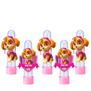 Kit Tubetes Personalizado Para aniversário Tema Skye Patrulha Canina Com Tampa Rosa