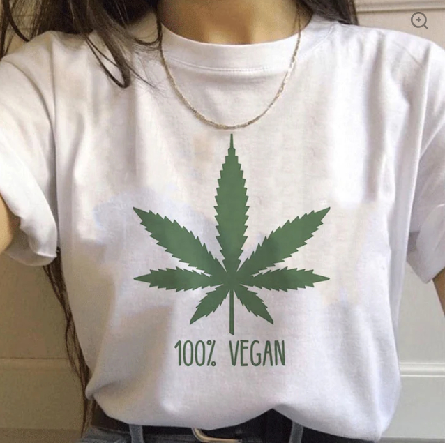 CAMISETA BÁSICA UNISSEX 100% VEGAN WEED PLANTA CANABIS REMEDIO OFERTA