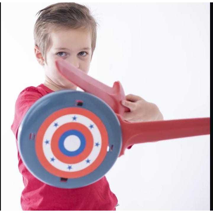 Kit Escudo e espada Capitão América Heróis Brinquedo Infantil