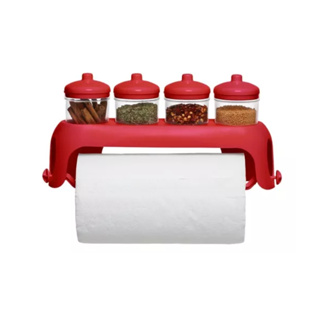 Suporte Para Papel Toalha E 4 Potes De Condimentos De Parede em Oferta na Shopee