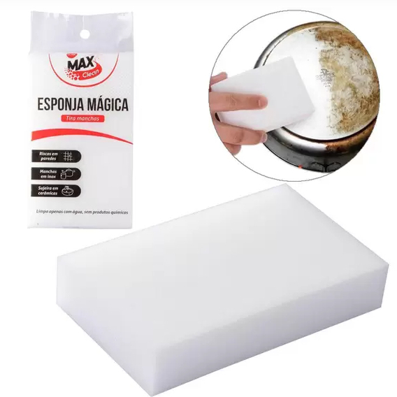 Esponja Mágica Branca Limpa tudo Melamina Kit 5 ou 10 unidades 10x6x2 cm em Oferta na Shopee