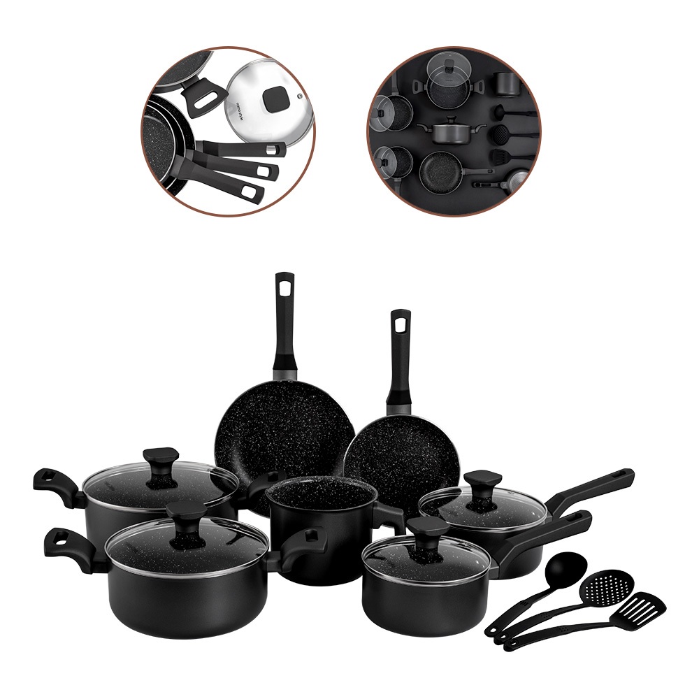 Jogo De Panela 10Pçs Cerâmica Antiaderente Fundo Triplo Fogão Indução Mimo Style Pratic Cook - Home & Living
