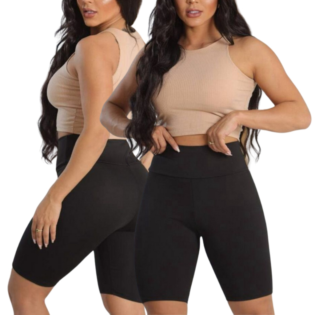 Kit 2 Shorts Legging Fitness Cintura Alta Academia Levanta Bumbum.Atacado Barato