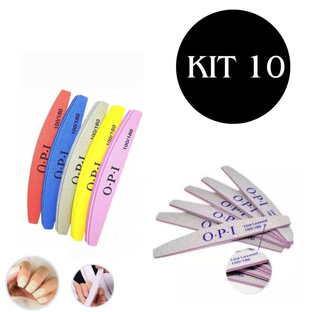 Kit 10 - 5 Lixas Buffer De Polir + 5 Lixas Banana 100/180 Nails