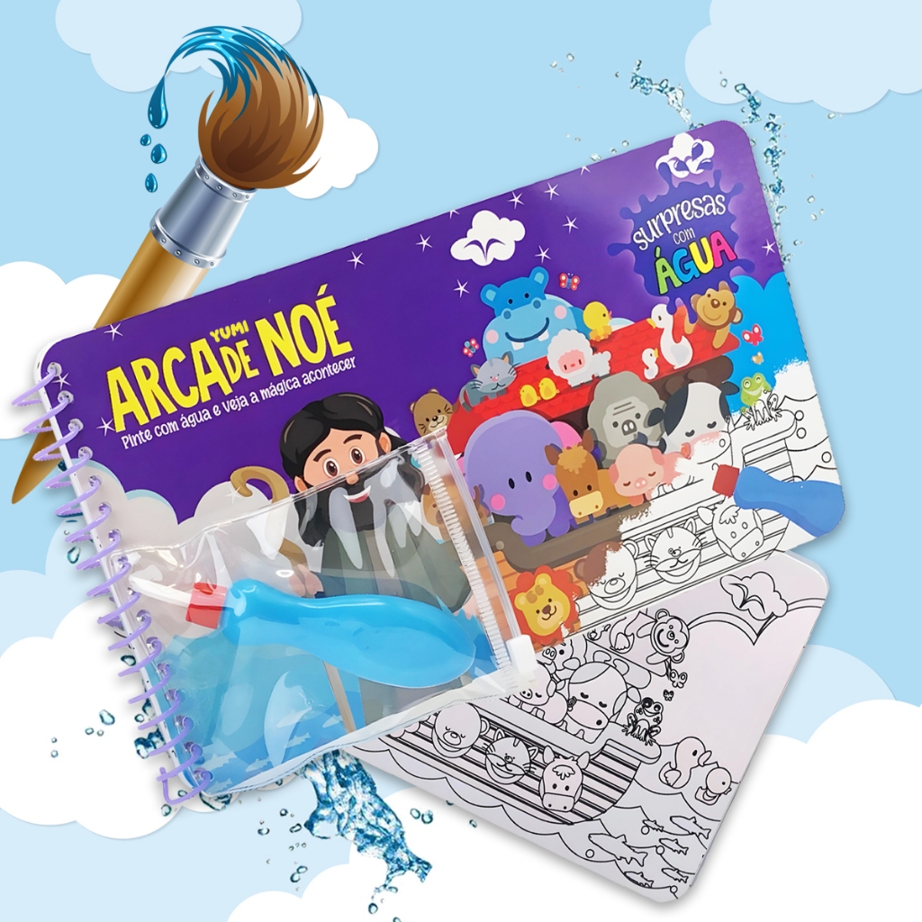 Livro Interativo: Arca De Noé | Pinte Com Água E Veja A Mágica Acontecer -A Bíblia Criança Cristã