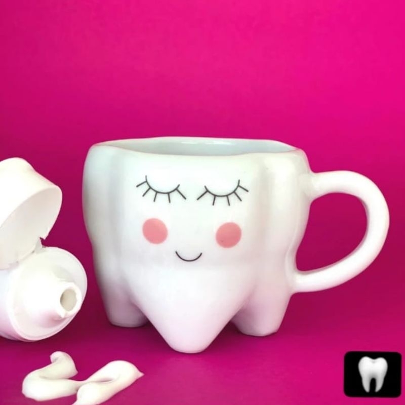 Xícara dente fofura de porcelana 200ml (sem pires) em Oferta na Shopee