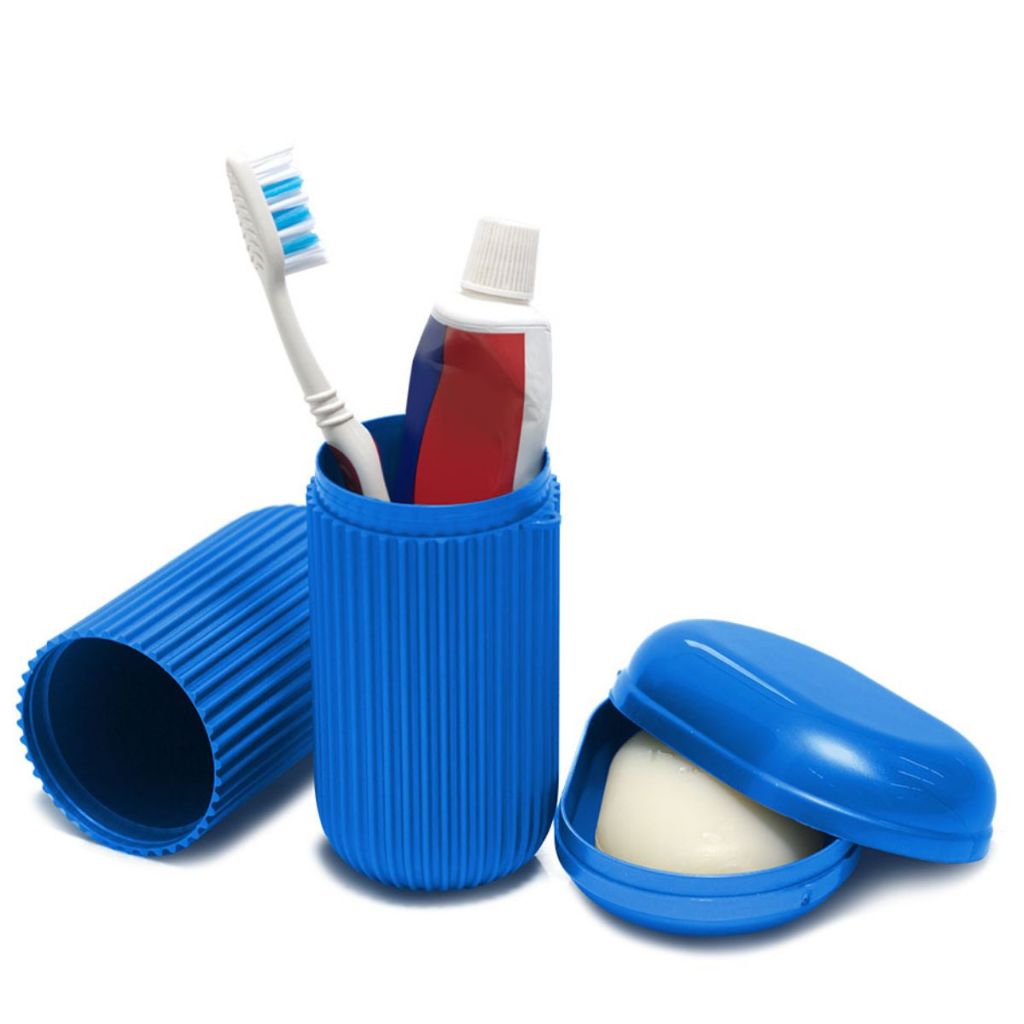 Kit de Higiene Porta Escova + Saboneteira Azul - Santa Clara