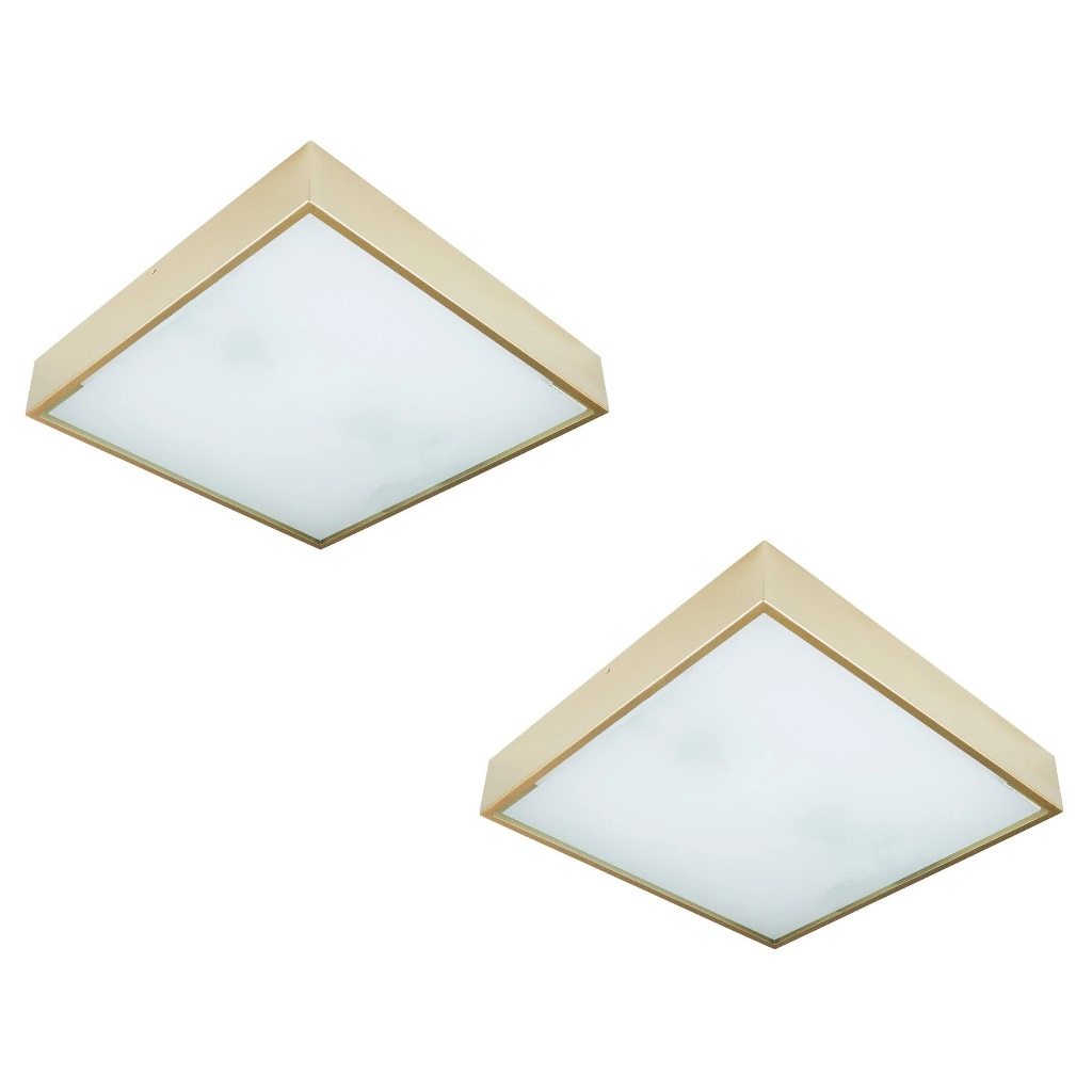 Kit 2 Plafon Sobrepor 25cm Quadrado em Alumínio Para 2 Lâmpadas led C9162 Spotled