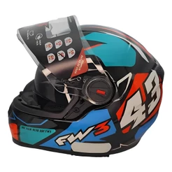 Capacete Fw3 Gtx 43 Azul E Vermelho Oculos Interno