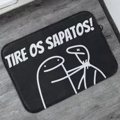 Tapete Porta de Entrada Tire Os Sapatos Flork 55x35cm Antiderrapante