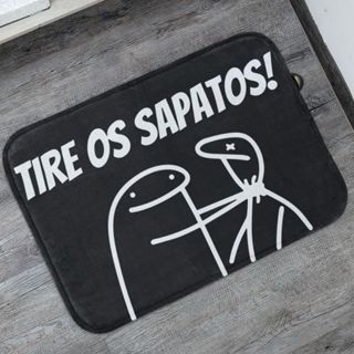 Tapete Porta de Entrada Tire Os Sapatos Flork 55x35cm Antiderrapante