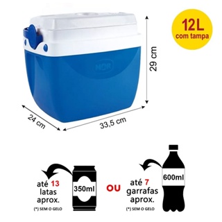 Caixa térmica MOR pequena 12 litros com alça e tampa Azul em Oferta na Shopee