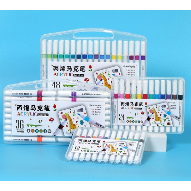 Baratinha Ofetas kit 12/24/36/48 Unidades de Marcadores de Tinta Acrílica Cores Sortidas, Caixa de Secagem