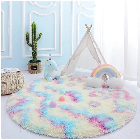 tapete redondo sala quarto antiderrapante antialérgico colorido tie day em Oferta na Shopee