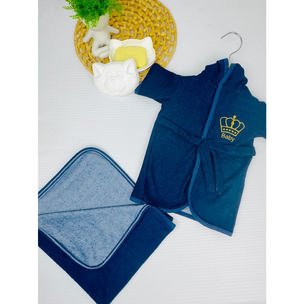 Kit Roupão + Toalha de Bebê Menino