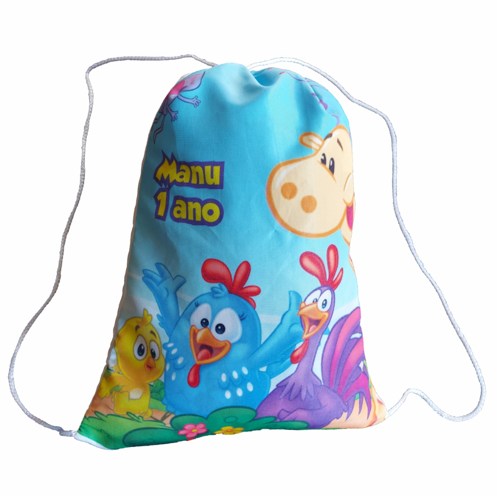 Mochilinha Sacolinha Sacochila Mochila Saco Lembrancinha Personalizada Galinha Pintadinha