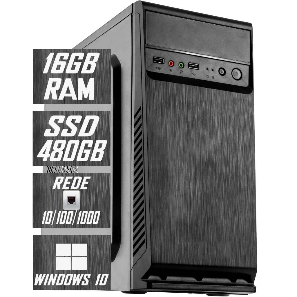 PC Computador CPU Intel Core I5 / SSD 480GB M2 NVME / 16GB Memória Ram / Windows 10 - HDMI e VGA - Fonte 500W