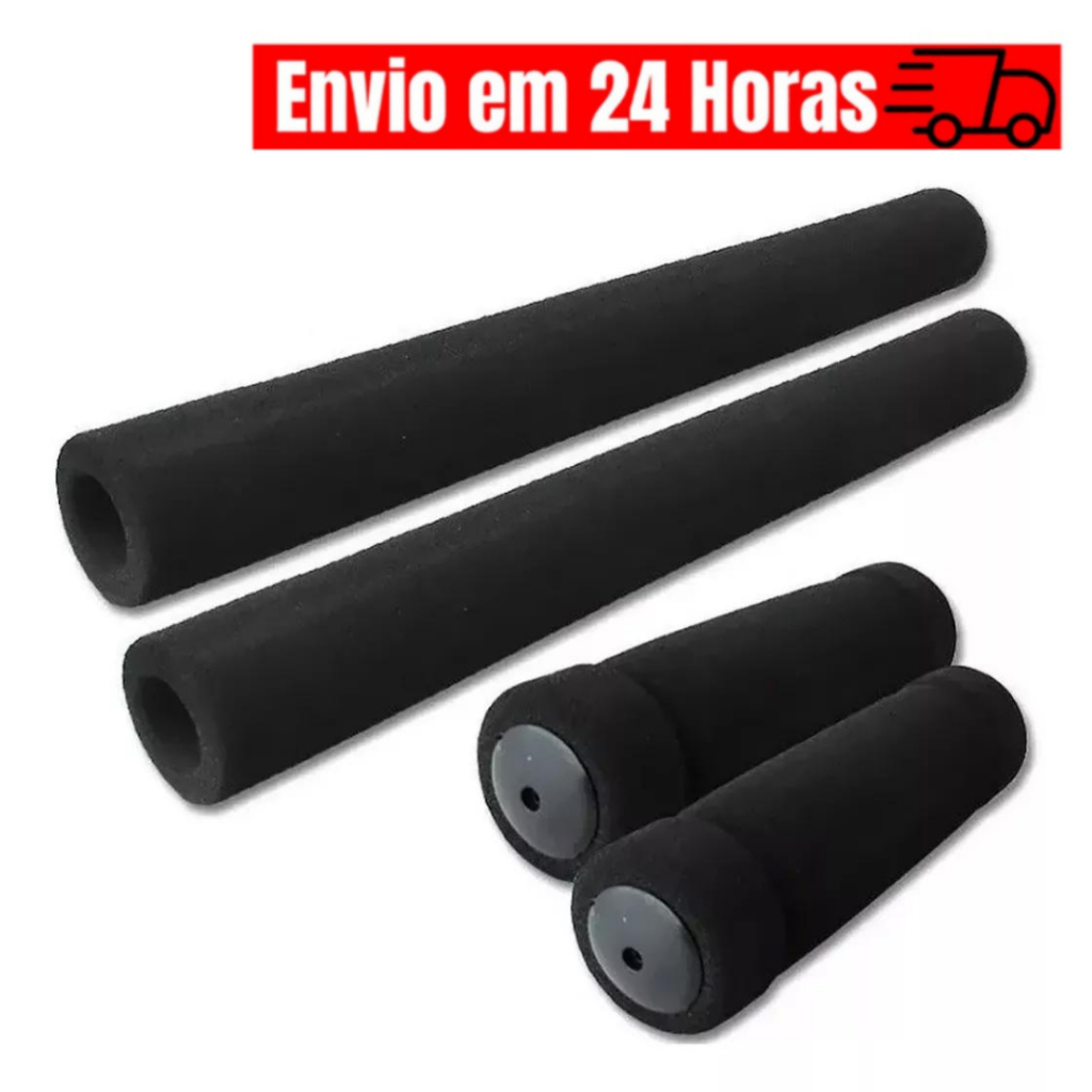 Manopla Punho Espuma para Guidão Guidon Bicicleta Bike Caiçara Beach Praiana Jogo 4 peças Com Acabamento Plug Preta
