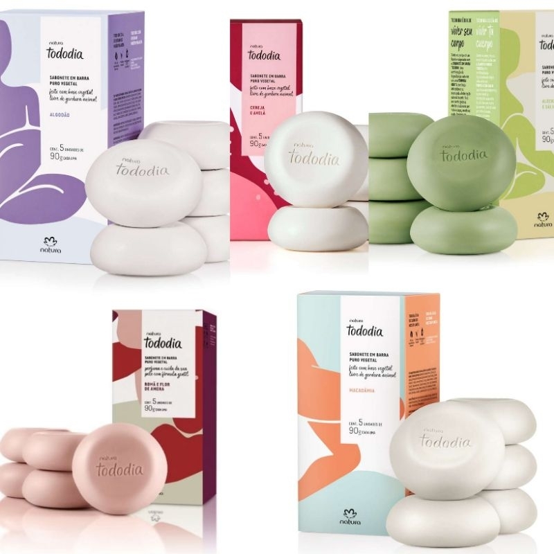 kit 5/4/3 caixas de sabonete Natura tododia 90g cada/ 4 caixas 90g cada/ 3 caixas 90g cada