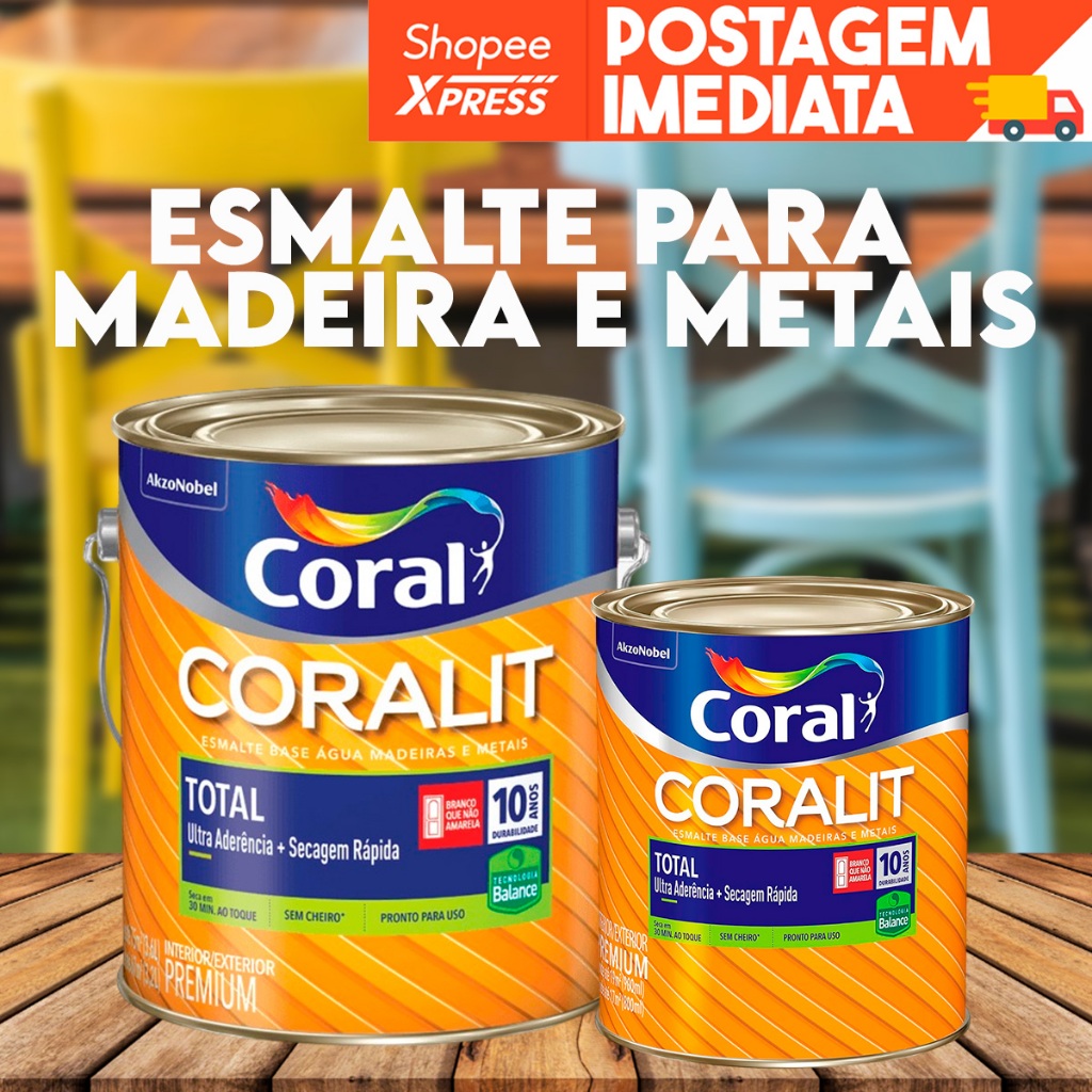 Tinta Esmalte Coralit Total Para Madeira E Metais 3,6l cores