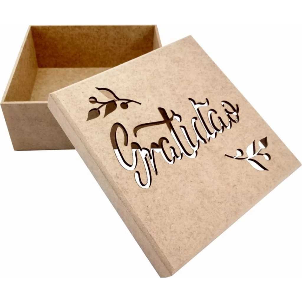 Caixa Tampa De Sapato Gratidão Mdf 15x15x5 Presente
