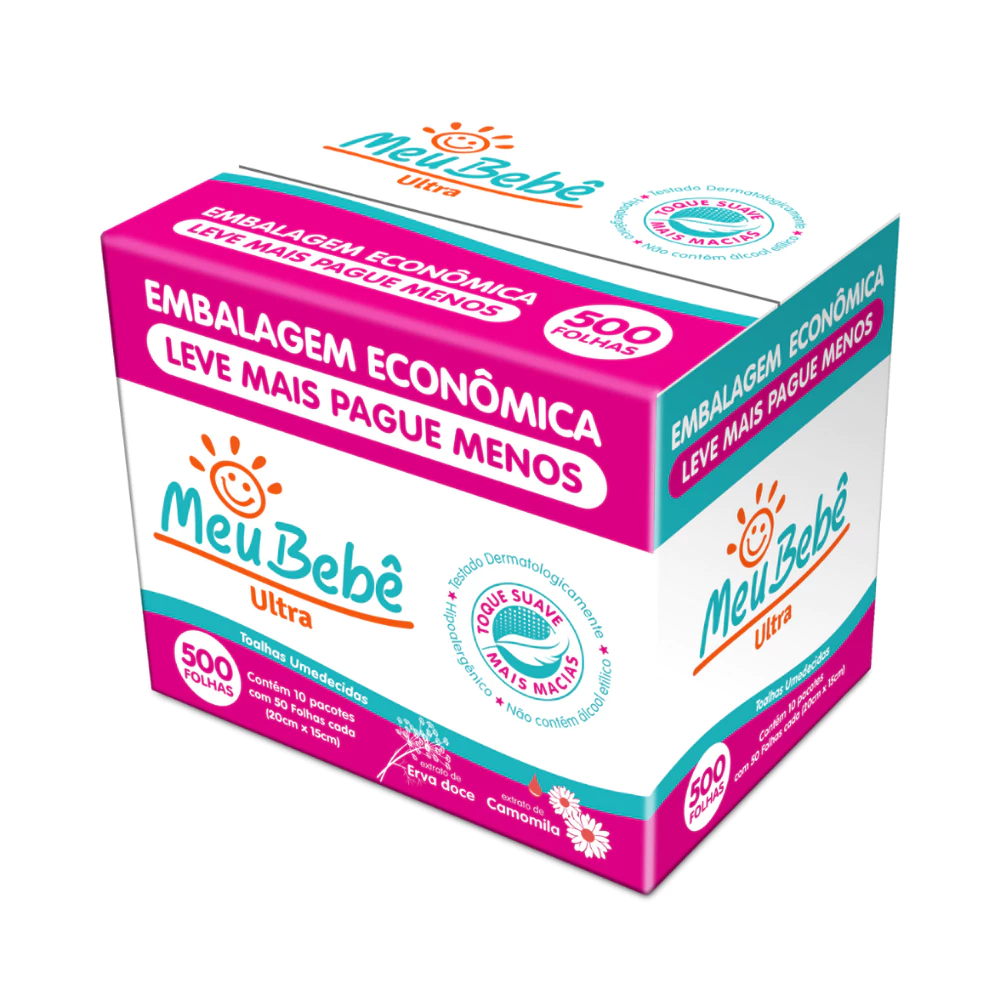 Toalha Umedecida Meu Bebê Ultra Pack 500 Folhas