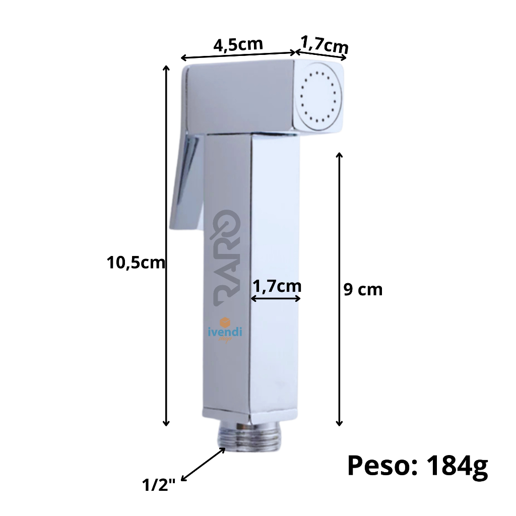 Gatilho Em Metal Quadrado Para Ducha Higiênica Intima Cor Cromado Premium Super Luxo Alto Padrão