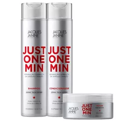 Kit Jacques Janine Just One Min Shampoo 300ml Condicionador 270ml Máscara Hidratação 80g