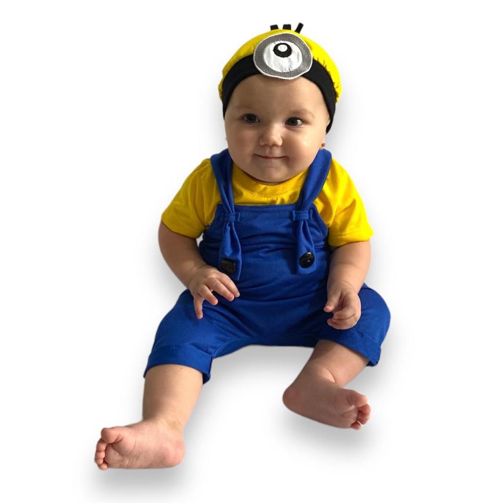 Fantasia Minion Festas e eventos Aniversário Halloween Mario Luigi Jardineira Temática Roupa