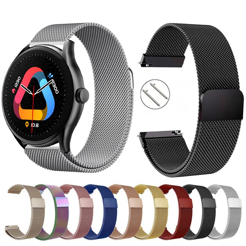 Pulseira de 22mm milanesa aço inox para QCY GT S8 de Engate Rapido