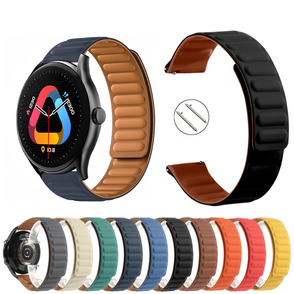 Pulseira 22mm Silicone Elos Imã Magnética para QCY GT S8 de Engate Rapido