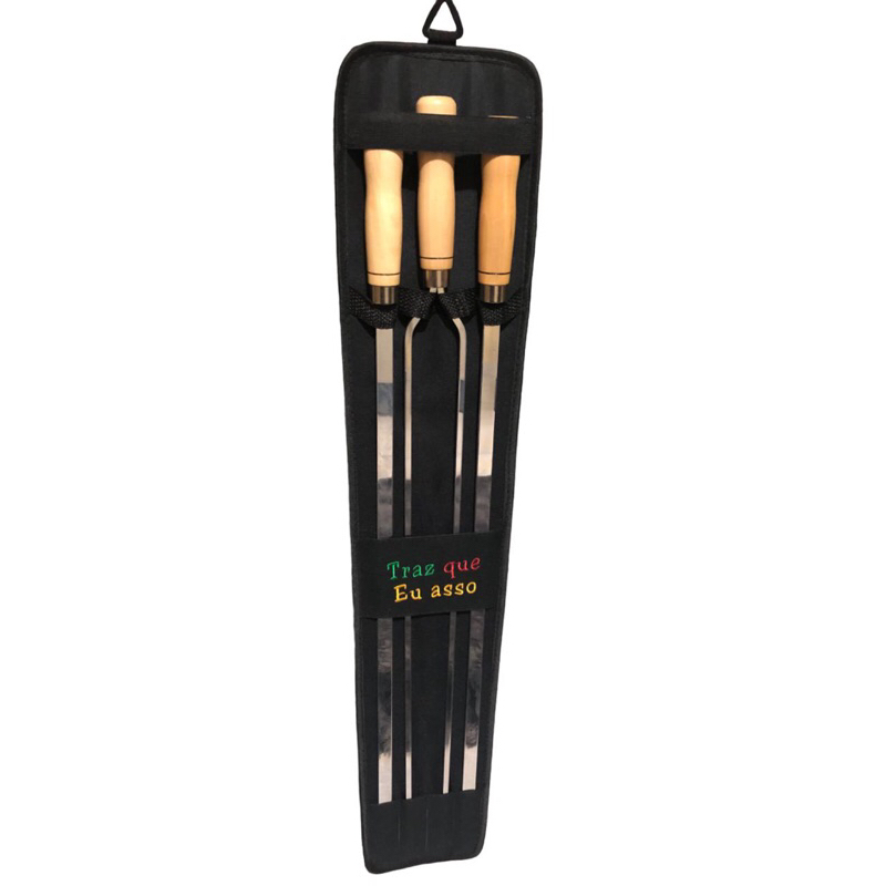 kit com 3 espetos alumínio 70cm