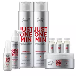 Kit Jacques Janine Just One Min Shampoo 300ml Condicionador Máscara 80g 3 Ampolas Finalizadores