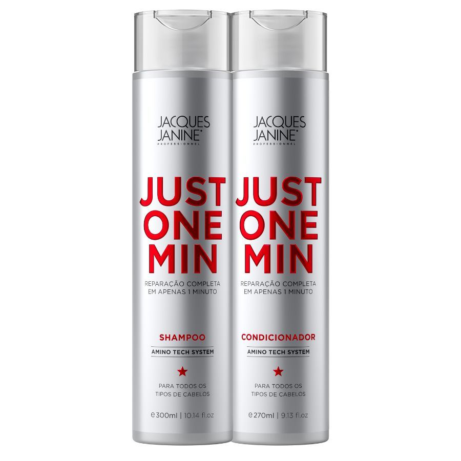 Kit Jacques Janine Just One Min Shampoo Sem Sal 300ml Condicionador Leave-In 270ml