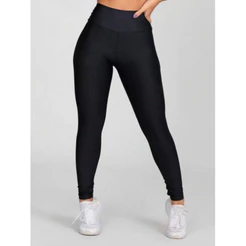 Calça legging feminina preta cintura alta não transparente dia a dia