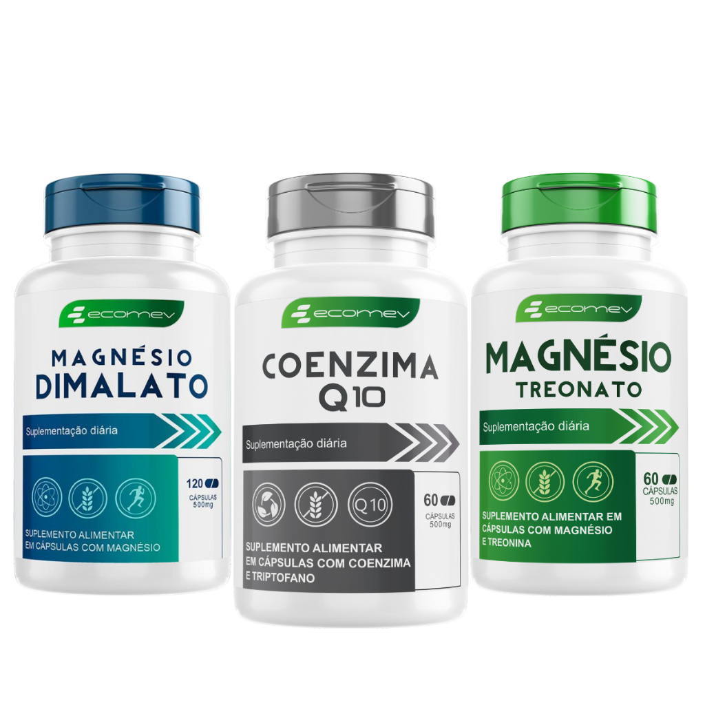 Super kit Magnesio Dimalato Coenzima Q10 Magnesio L-Treonato 500mg Puro Concentrado