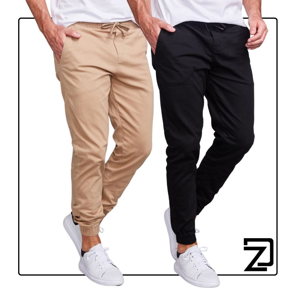 Kit 2 Calça Sarja e Sarja Jogger Masculina - Men Clothes