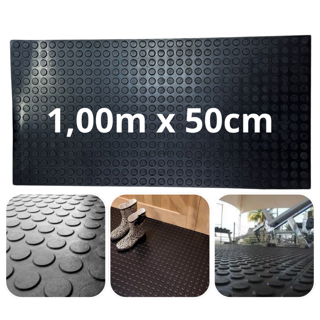 PLACA PISO MOEDA 50cm X 1,00m 5mm Borracha Antiderrapante Pastilhado  COD.9336