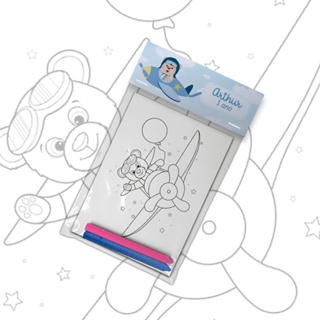 Kit Colorir Com Giz 15,20,25,30,40 Unidades Lembrancinhas Urso Aviador Ou Outros Personalizado em Oferta na Shopee