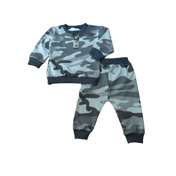 Conjunto Camuflado Bebe Malha Algodão Menino
