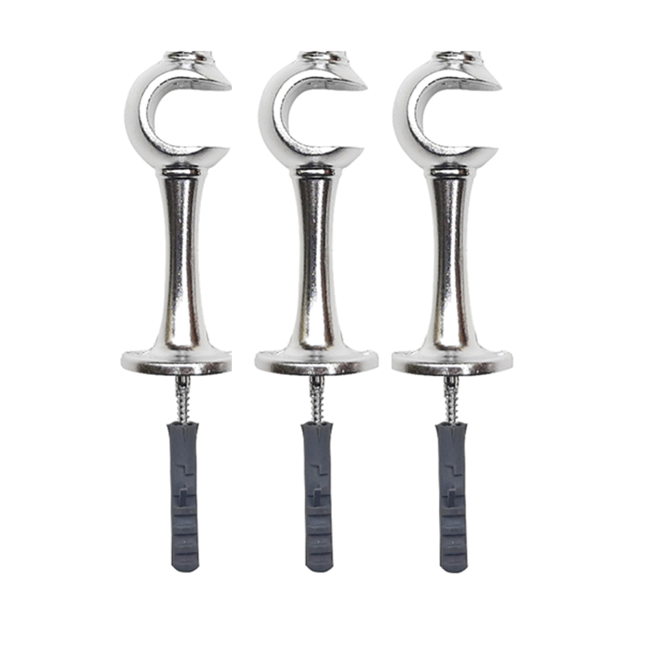 3 Unidades de Suporte Varão Cortina Simples 28mm Cromado