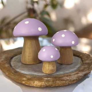 Trio de Mini Cogumelo Lilas Decorado de Ceramica Miniatura Jardim em Oferta na Shopee