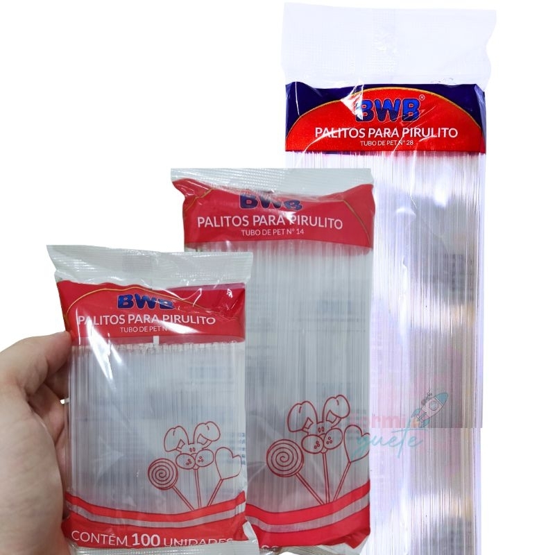 Canudo para Pirulito BWB transparente Palito Topo de bolo, pirulito e Topper de docinho tubo pet em Oferta na Shopee