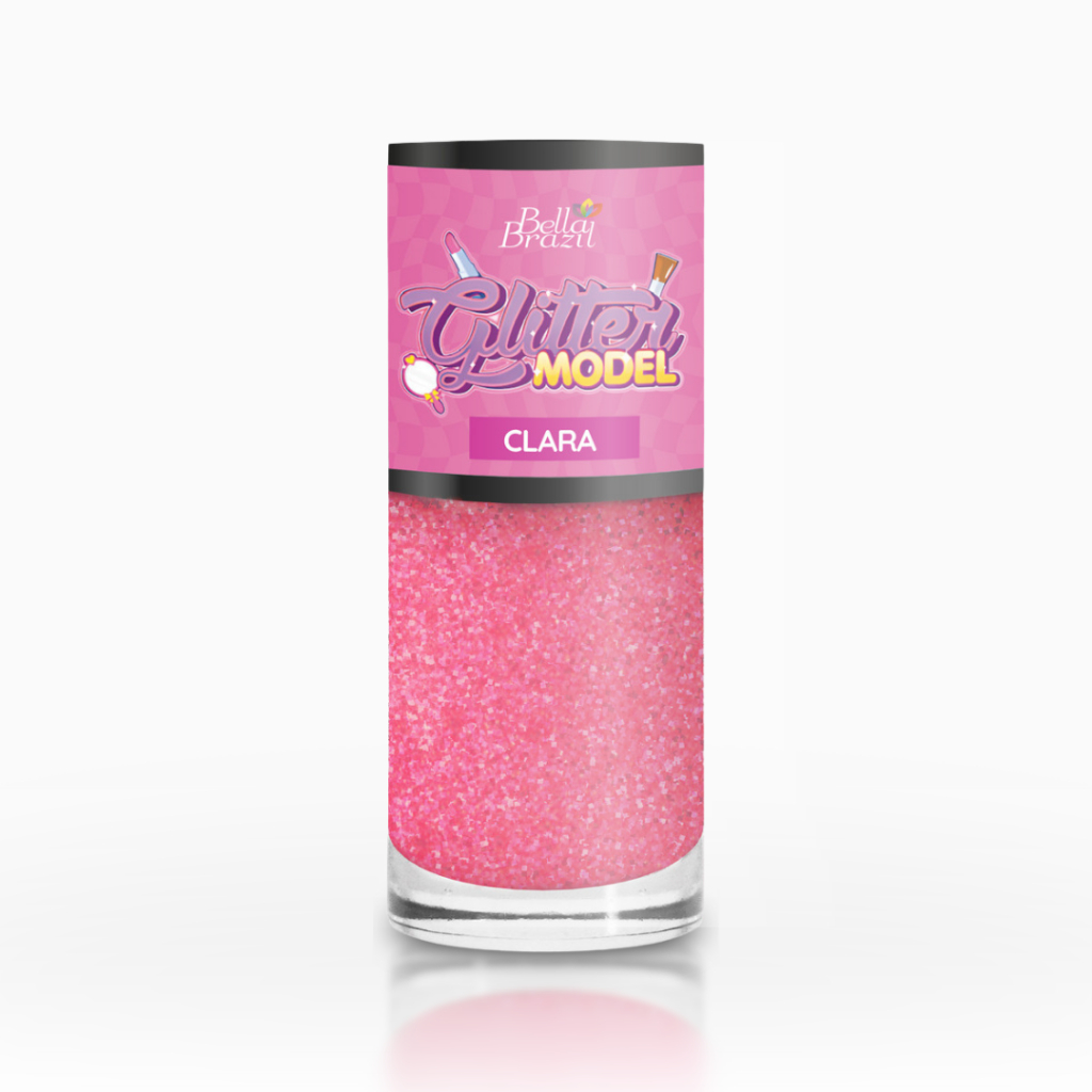 Esmalte Glitter Rosa Clara Coleção Glitter Model Bella Brazil 9ml