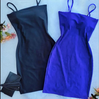 Kit 2 Vestidos Tubinho Alcinha Decote Reto com Bojo Em Suplex em Oferta na Shopee