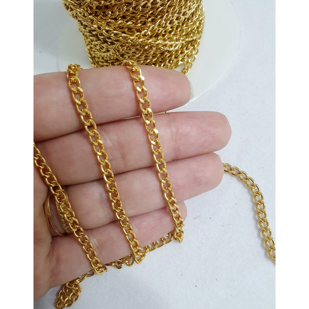 Corrente de Alumínio 3,6x6 Reforçada - Por Metro em Oferta na Shopee
