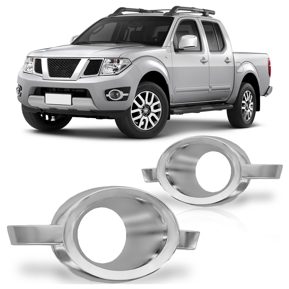 Aplique Moldura Milha Frontier 2013 2014 2015 2016 Com Furo Milha Cromado - Spare Parts and Accessories for Vehicles