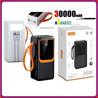 Carregador Portátil 30000 mAh Power Bank Pd 22,5W Rápido Com Lanterna Led Agold BTE-46 em Oferta na Shopee