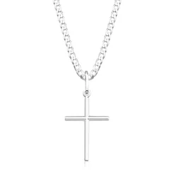 Cordão Masculino de Prata 925 Grumet e Cruz